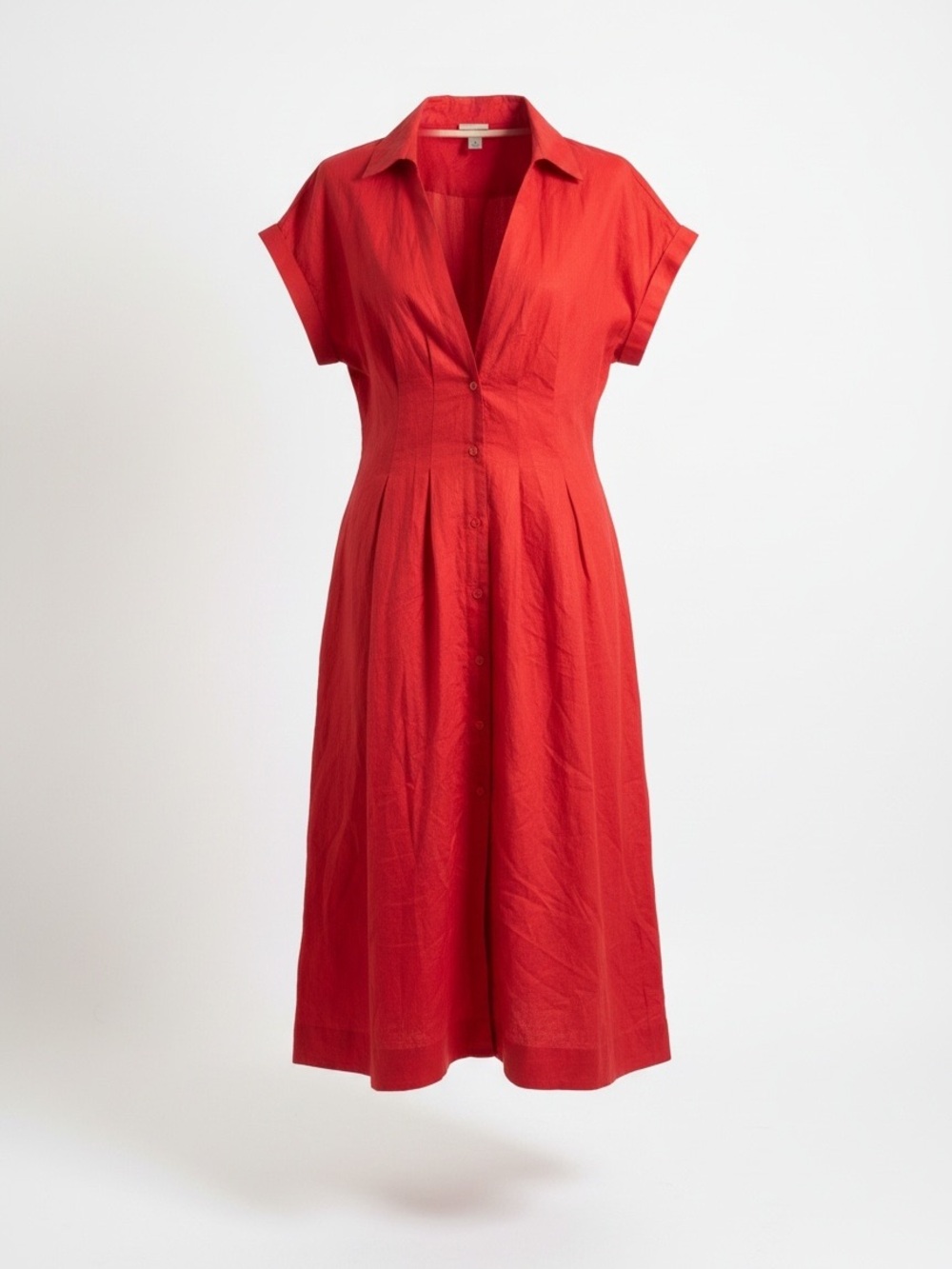 a new day Women’s Red Collared Button-Front Midi Dress M NWOT